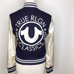 TRUE RELIGION Classic Horseshoe Varsity Jacket S